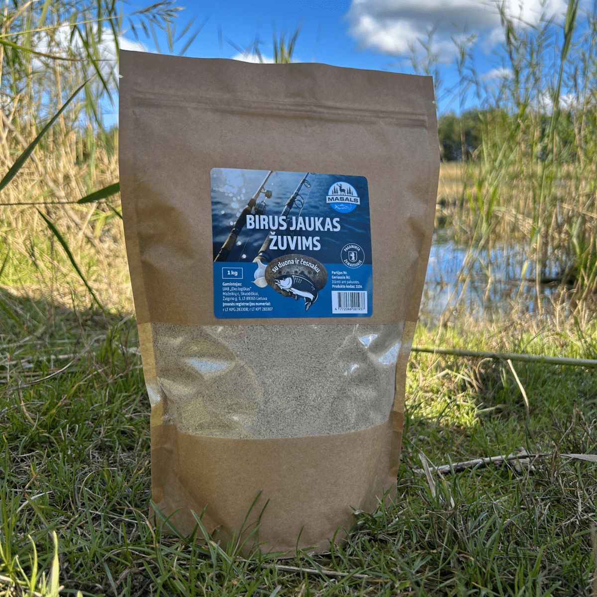 Birus jaukas žuvims, su duona ir česnaku, 1 kg - Masals